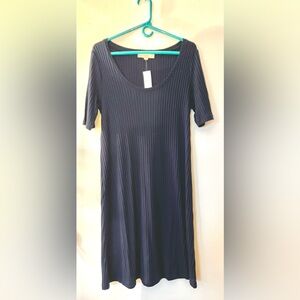 LOFT Sweater Dress, Rib Knit, Elbow Length Sleeves, Navy Blue